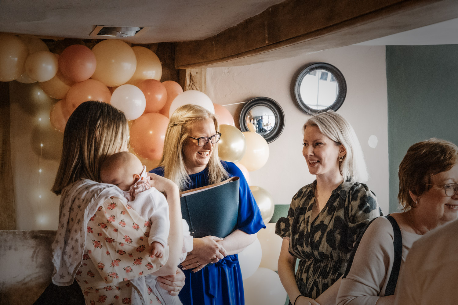 Deb Reed Celebrant Colchester Essex, talking the ceremony for Lyla's Naming.